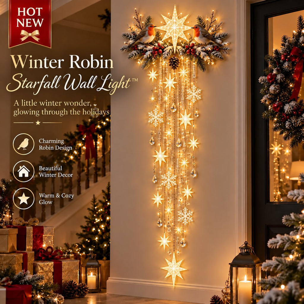 ✨ Christmas Robin Starfall Wall Light – Cozy Winter Holiday Decor 🎄